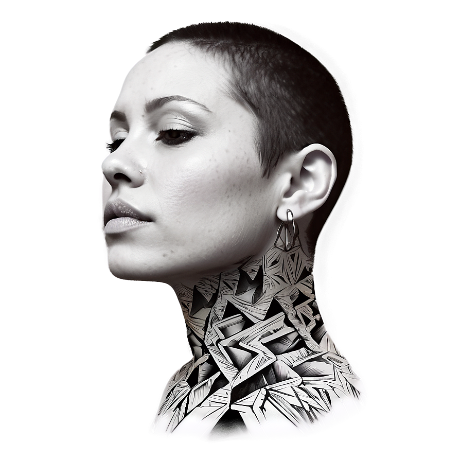 Geometric Neck Tattoo Views Png 06122024