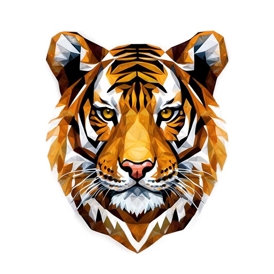 Geometric Tiger Face Design Png Bwy