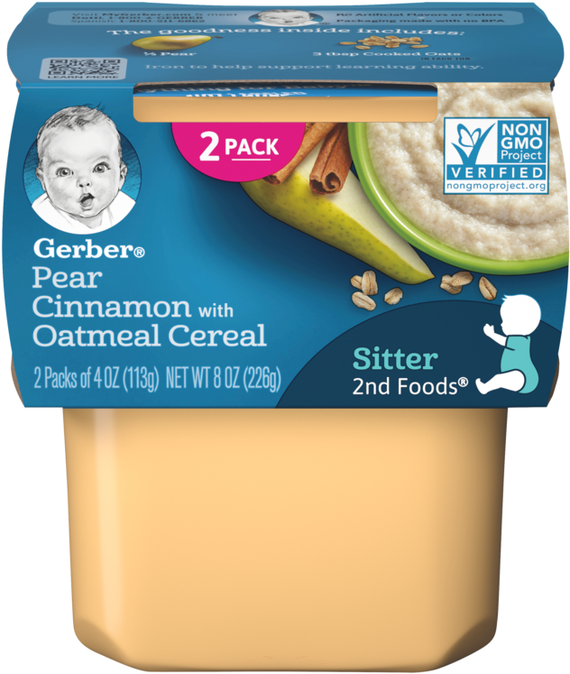 Gerber Pear Cinnamon Oatmeal Cereal Packaging