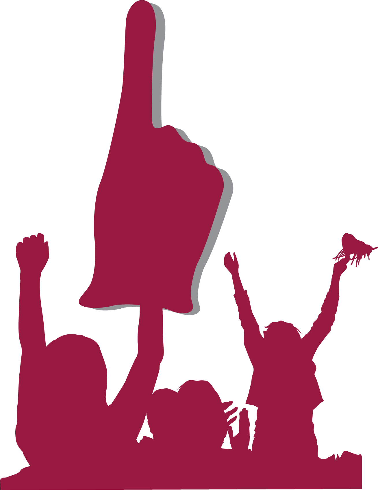 Giant Foam Finger Crowd Silhouette Clipart