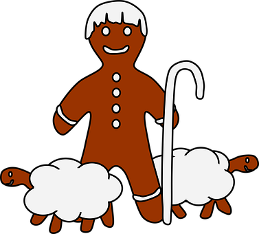 Gingerbread Manand Sheep Cartoon