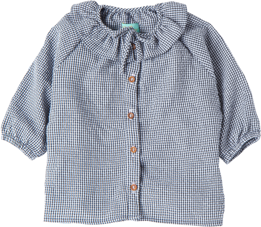 Gingham Blousewith Ruffle Collar