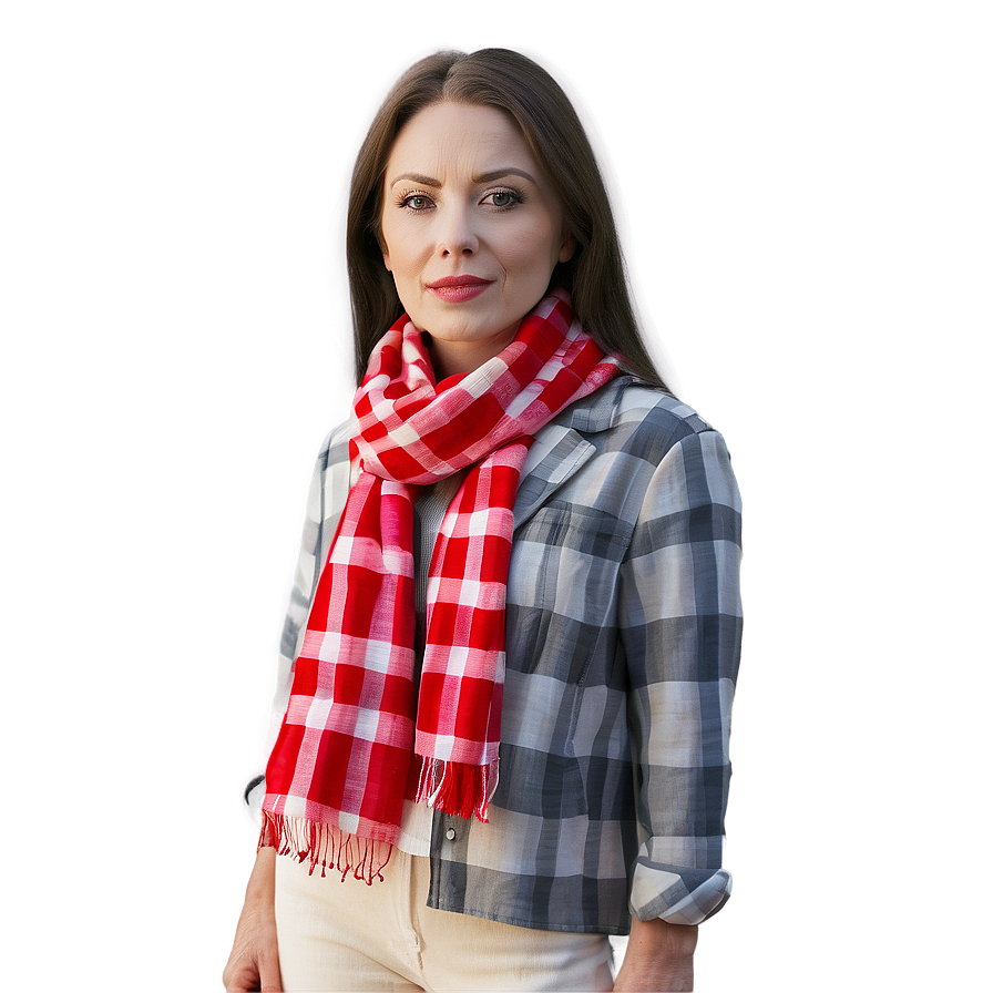 Gingham Red Scarf Png Fjv