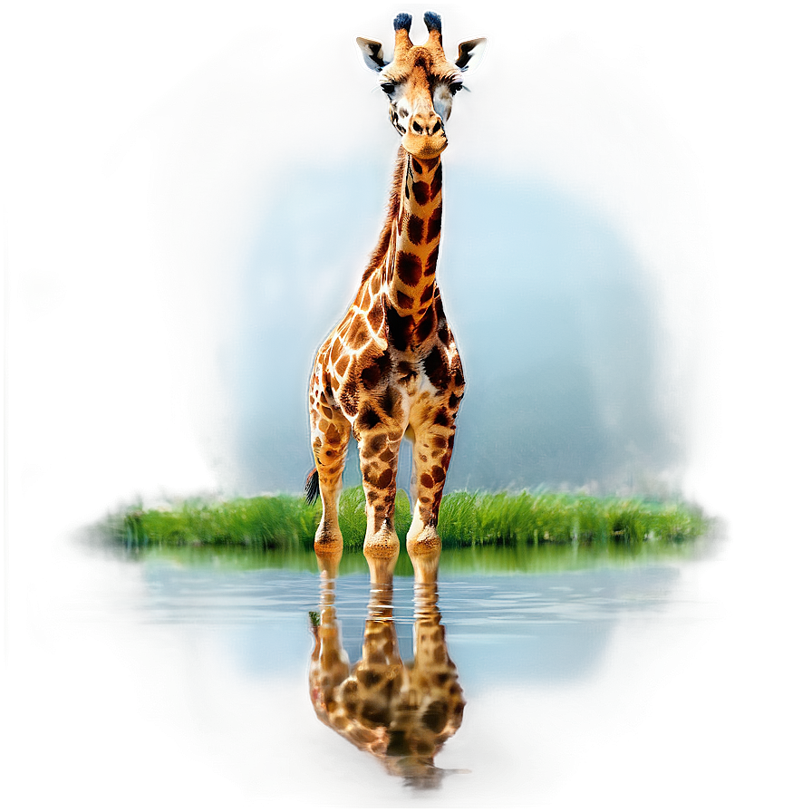 Giraffe Reflecting In Water Png Qrf9