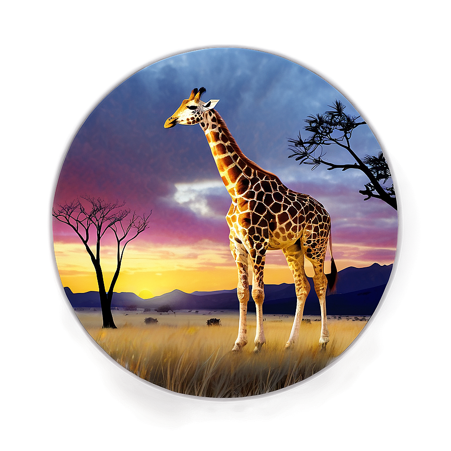Giraffe Sunset Scene Png 91