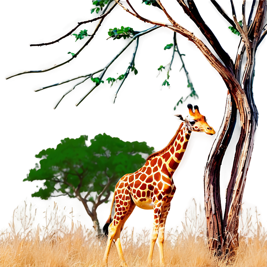 Giraffe Under Acacia Tree Png 05062024