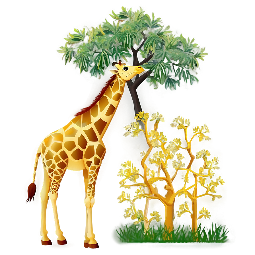 Giraffe Under Acacia Tree Png Nwe91