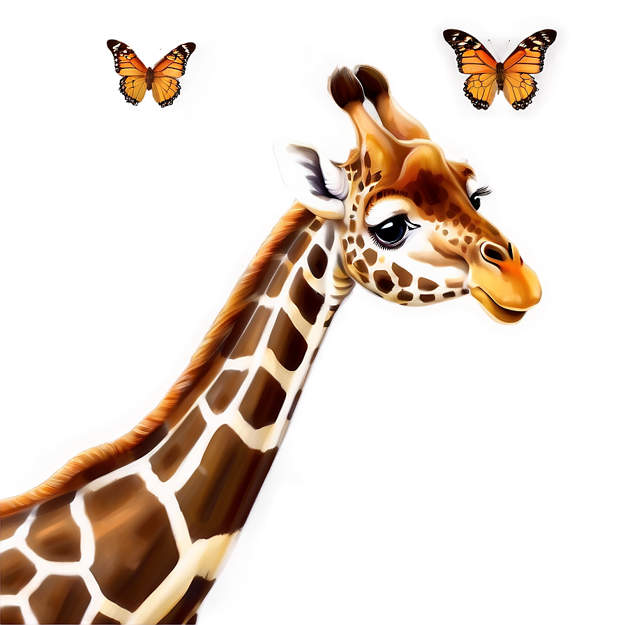 Giraffe With Butterfly Png Mkj