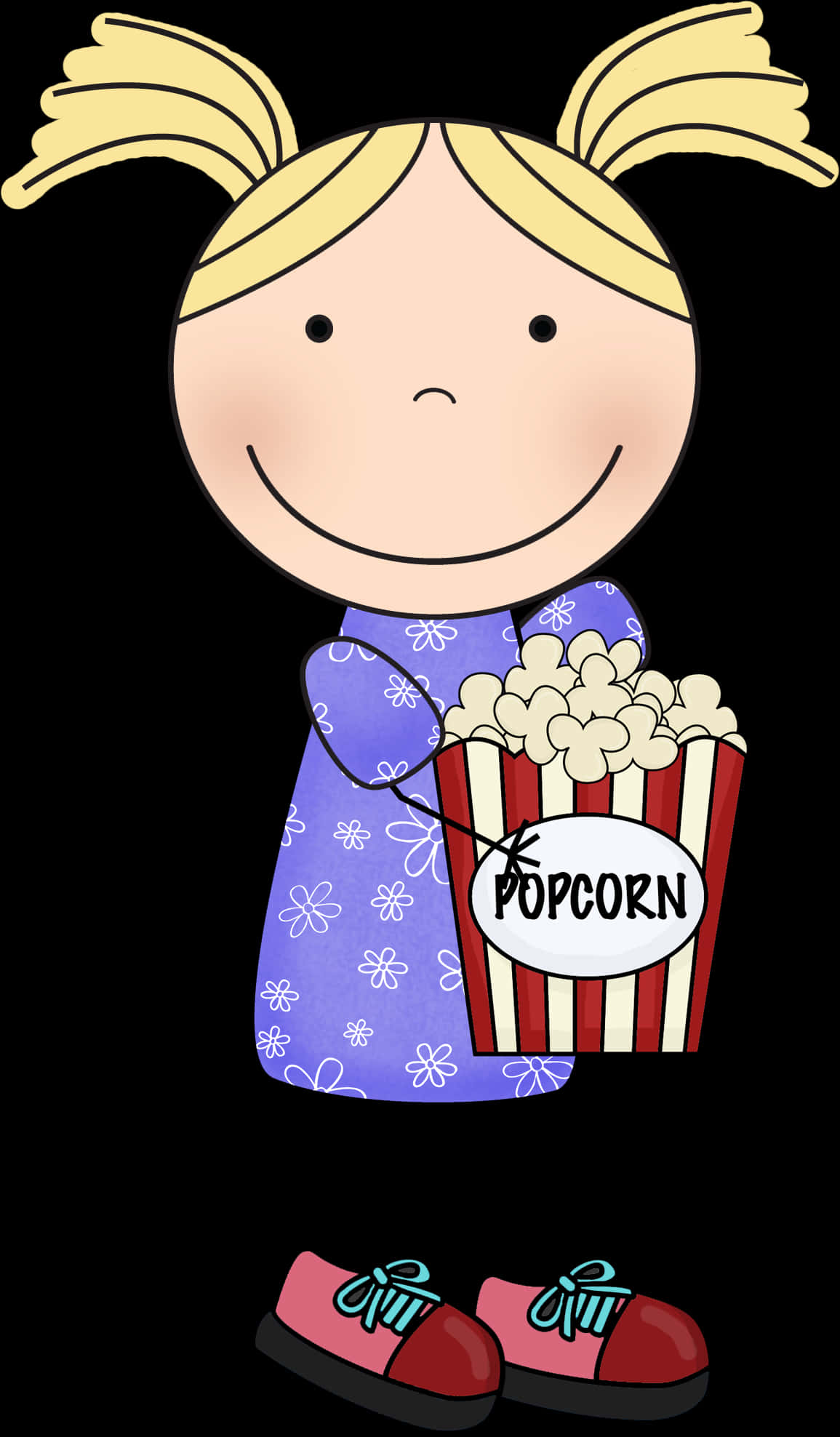 Girl Holding Popcorn Clipart