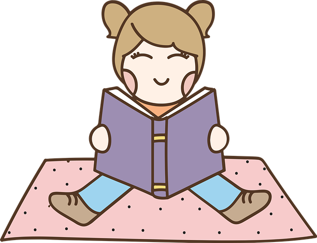 Girl Reading Book Cartoon