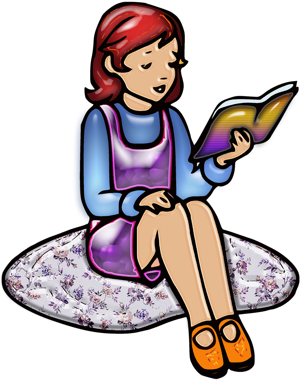 Girl Reading Book Illustration