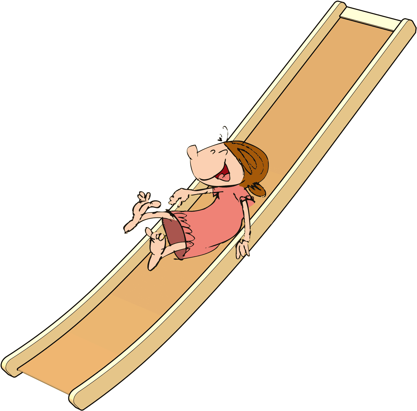 Girl Sliding Down Playground Slide
