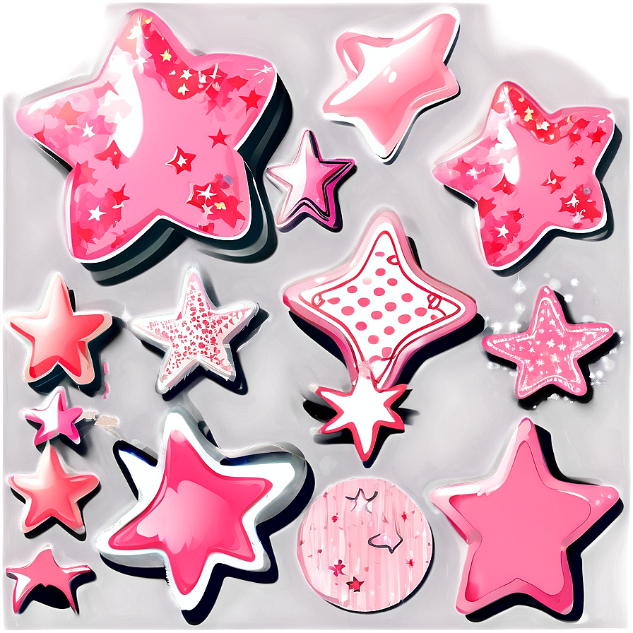 Girly Pink Stars Png 06122024