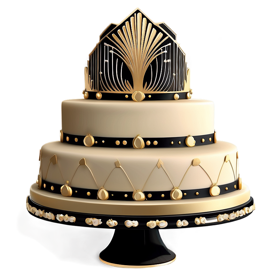 Glam Art Deco Wedding Cake Png Hed