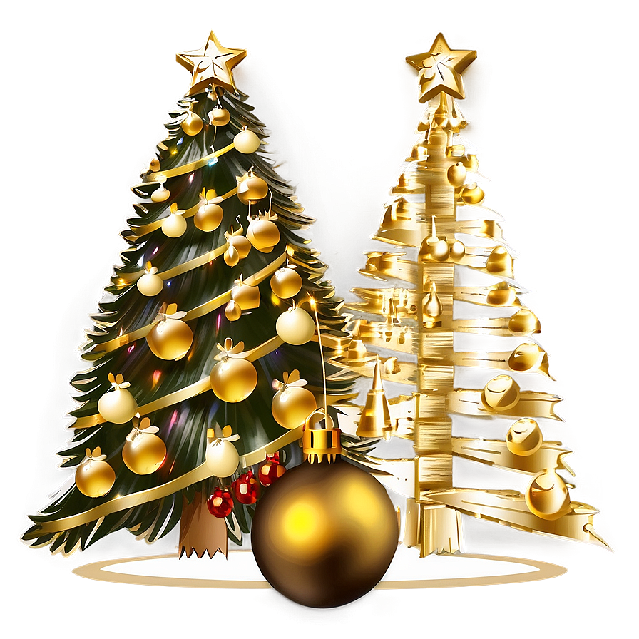 Glamorous Gold Christmas Tree Setups Png 81