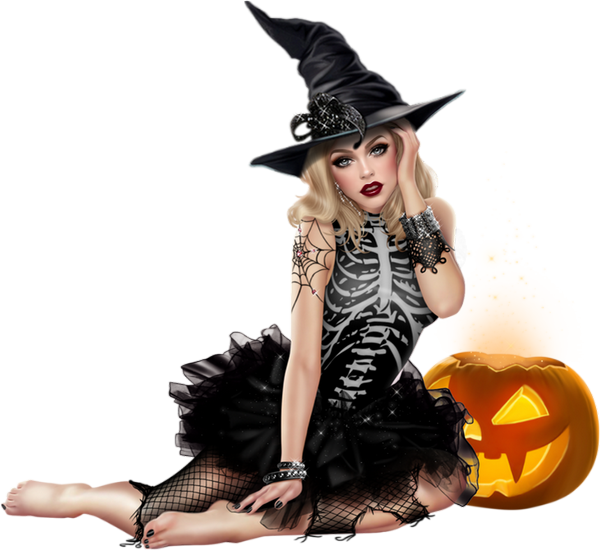 Glamorous Halloween Witch Pose