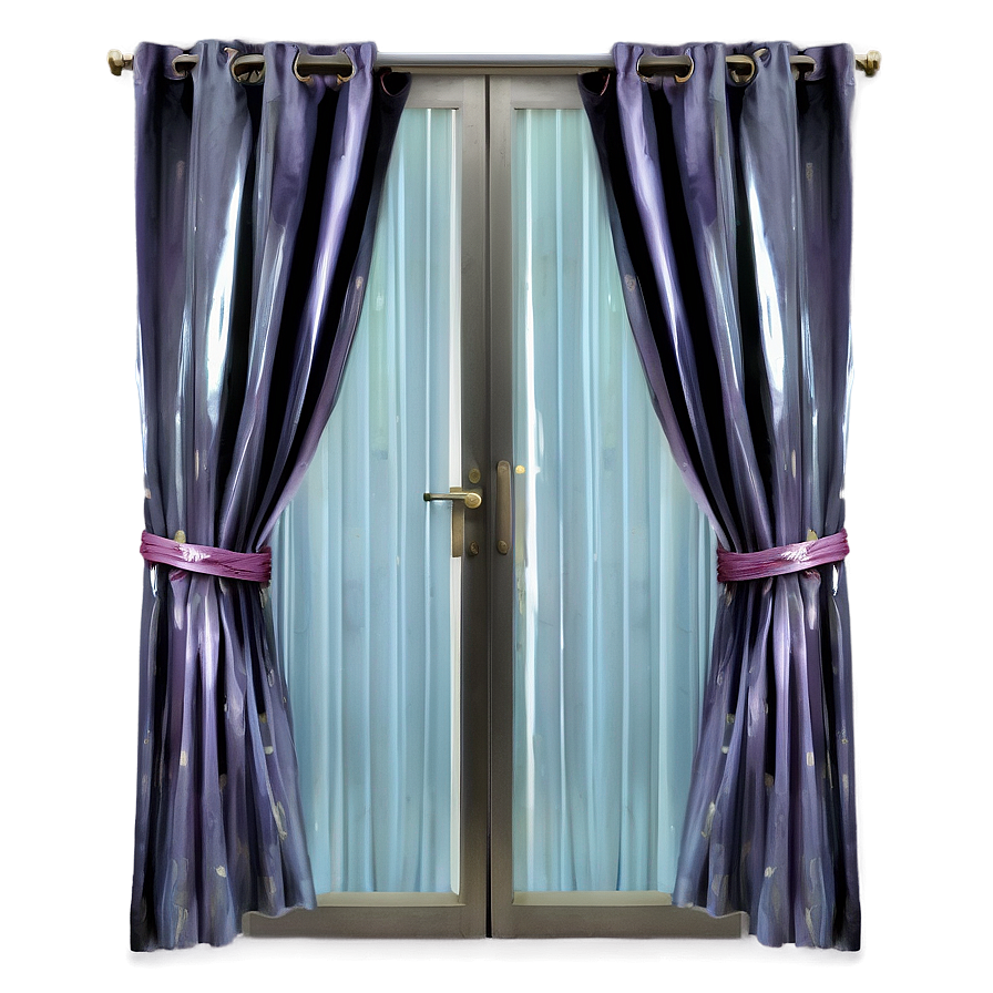 Glass Door With Curtain Png 06122024