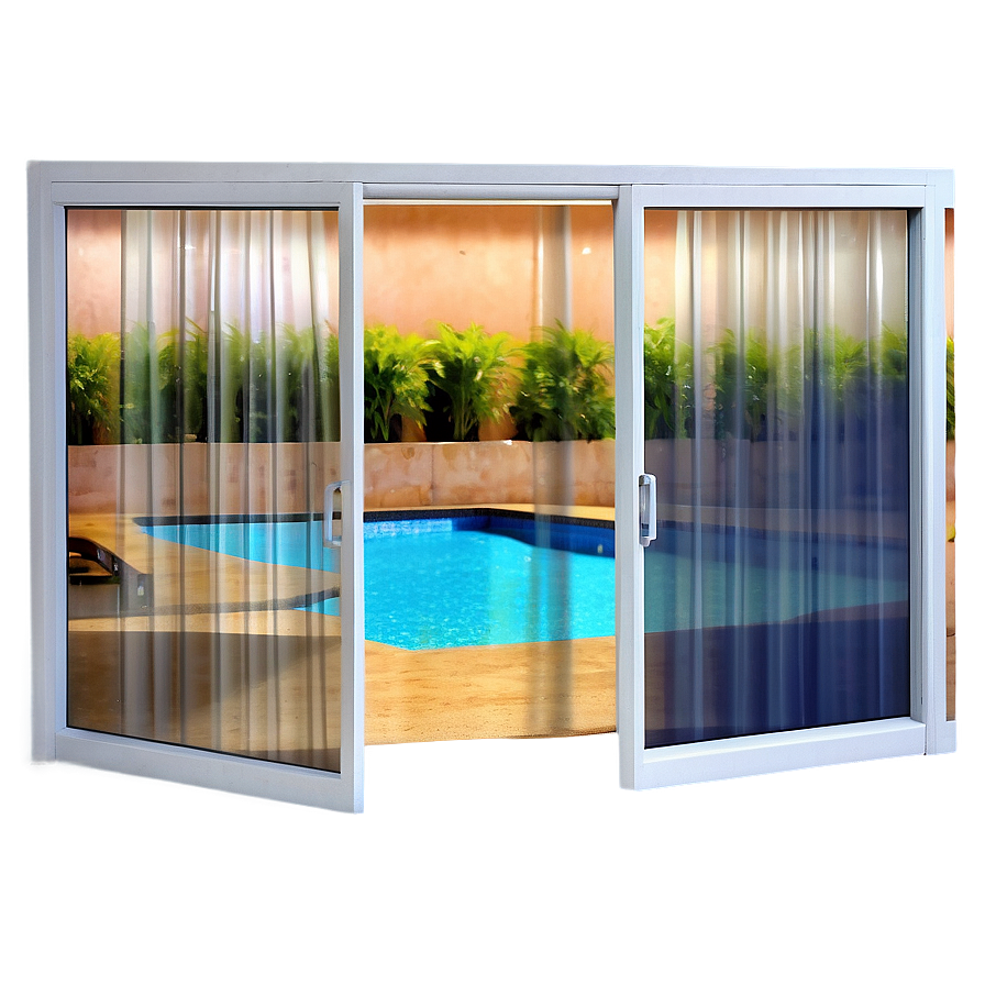 Glass Door With Curtain Png 06122024