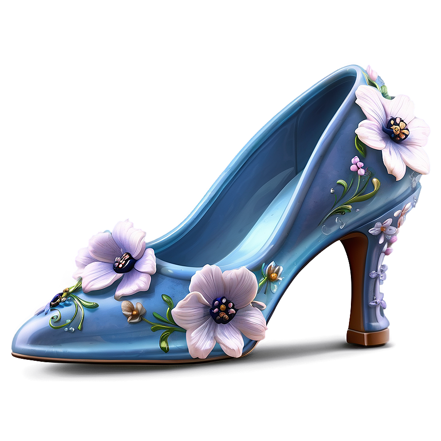 Glass Slipper With Floral Embellishment Png Kbj59