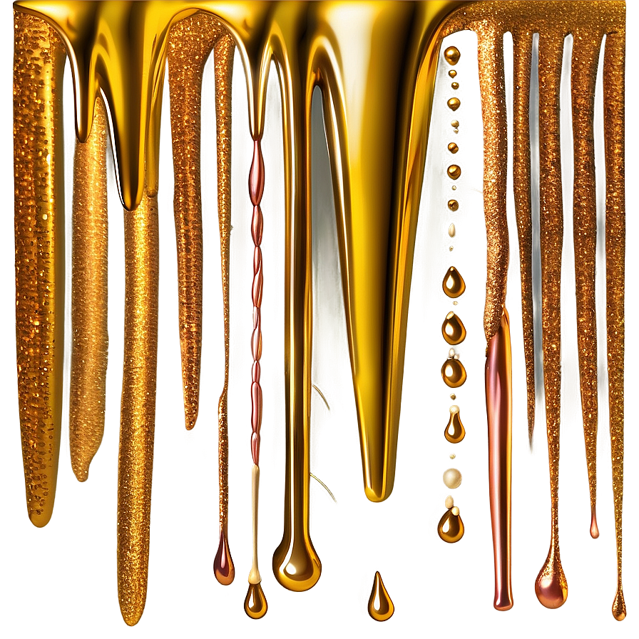 Gleaming Gold Glitter Drip Png 2