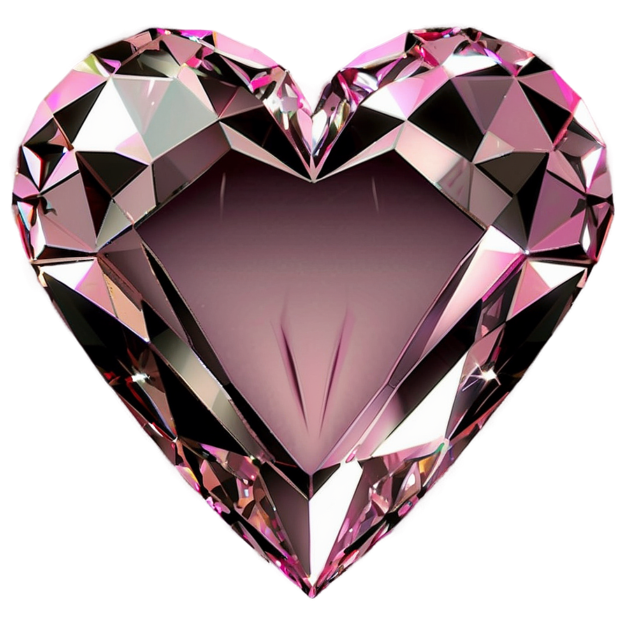 Glistening Pink Heart Diamond Design Png Xju