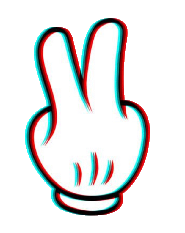 Glitch Effect Peace Hand Sign