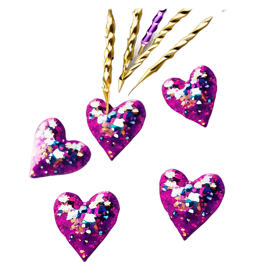 Glitter Heart Confetti Png 06272024