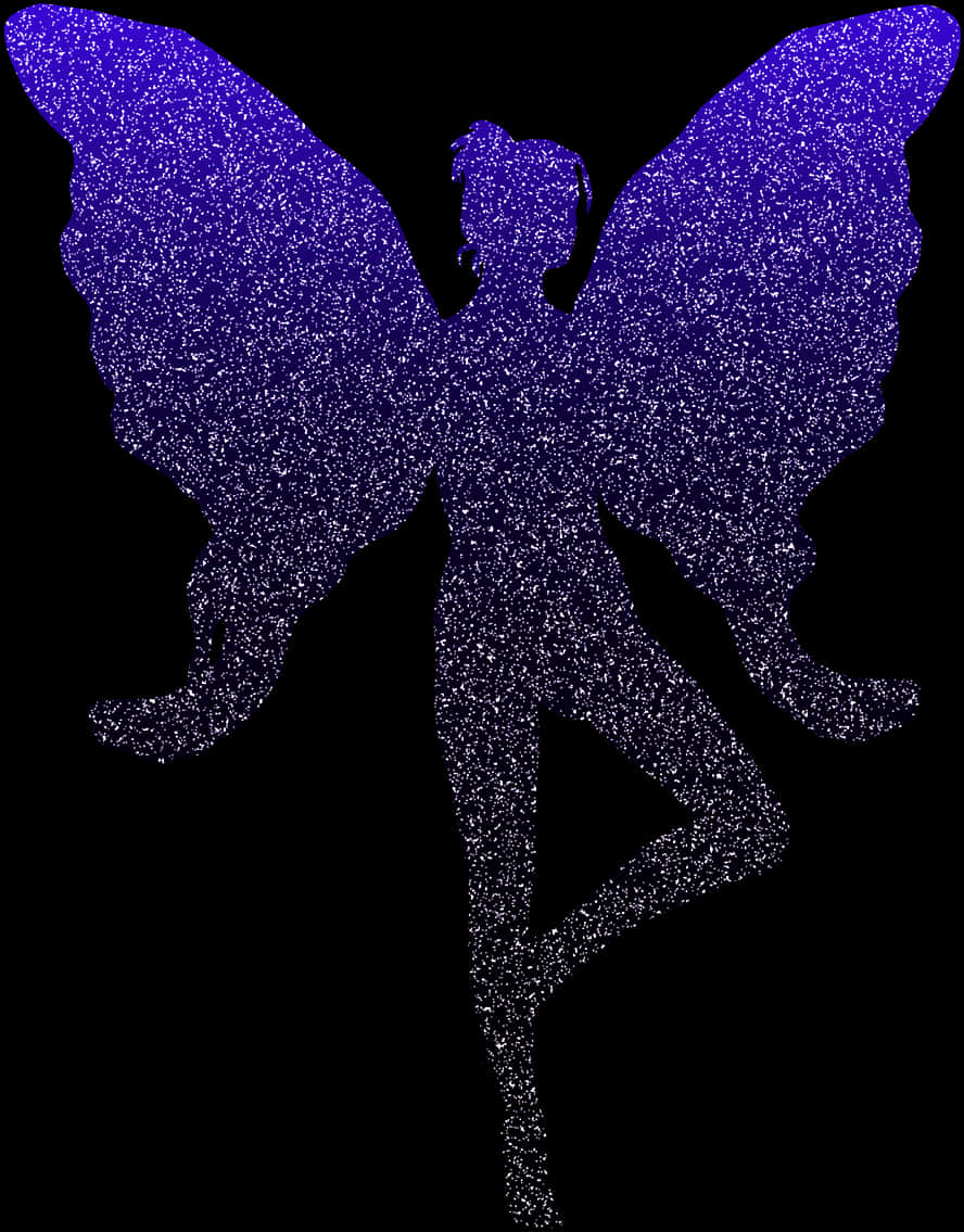 Glittering Blue Fairy Silhouette