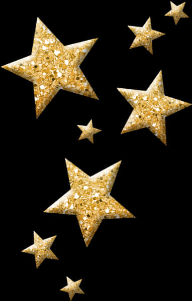 Glittering Gold Starson Black Background