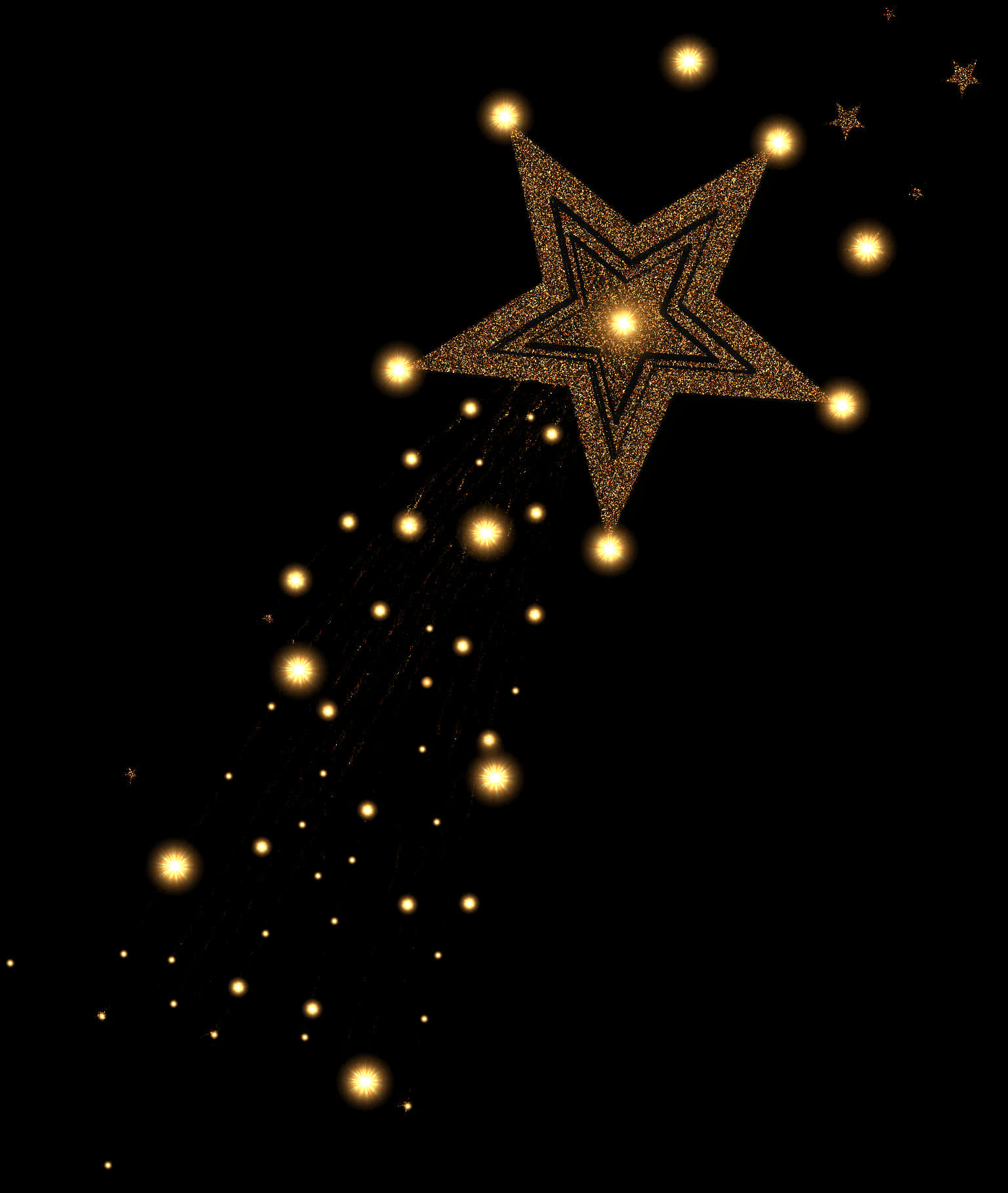 Glittering Golden Star Falling Sparkles