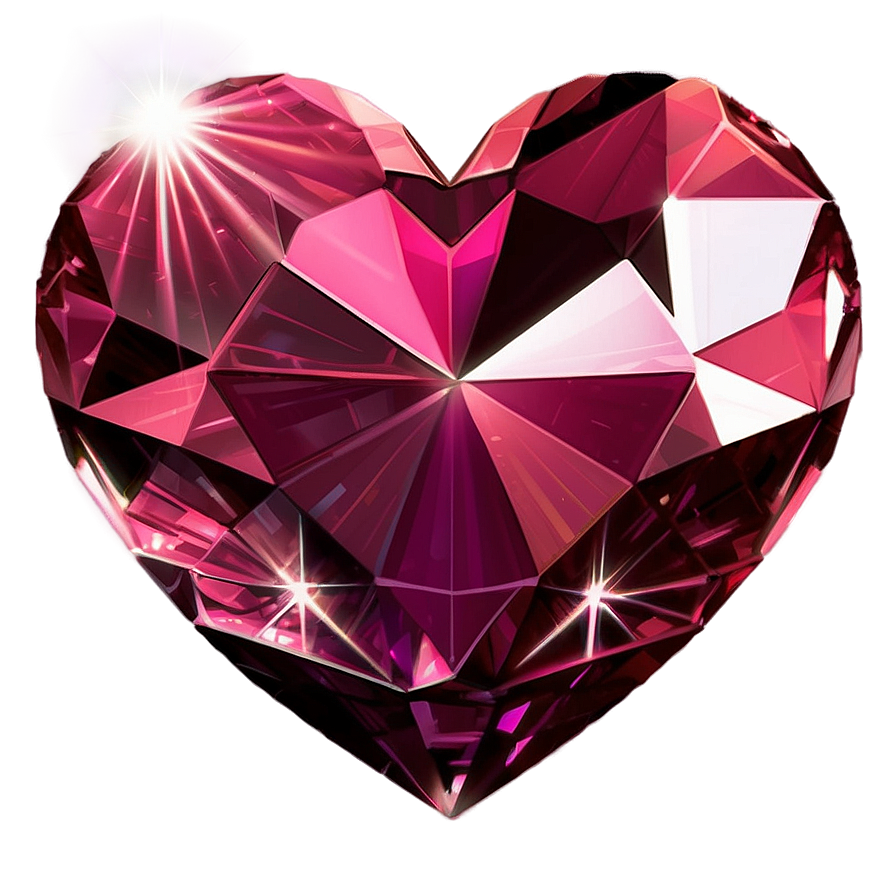 Glittering Pink Heart Diamond Illustration Png 06282024