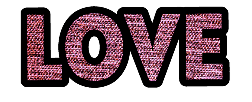 Glittering Pink L O V E Text