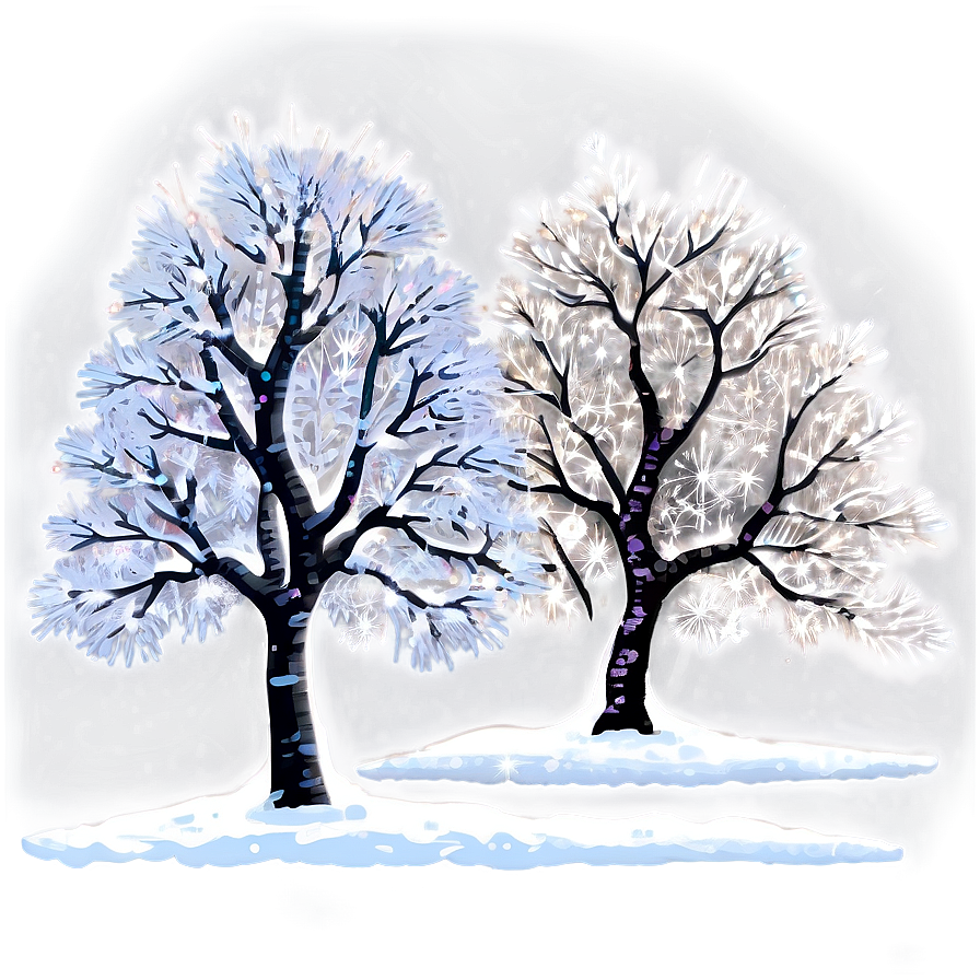 Glittering Snow Trees Png Swp