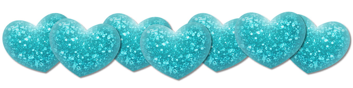 Glittering Teal Hearts Pattern