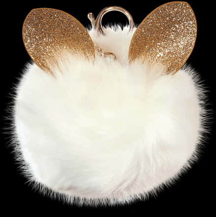 Glittery Ears Furry Pom Pom Keychain
