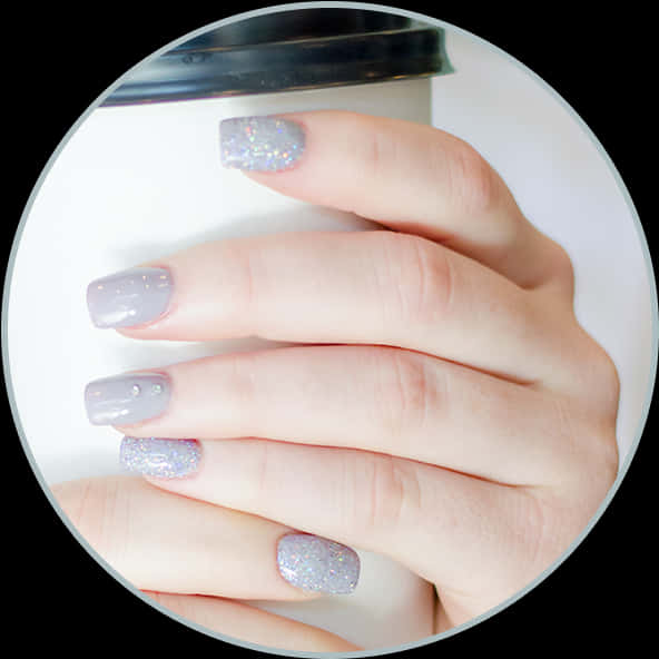 Glittery Grey Manicure Nails