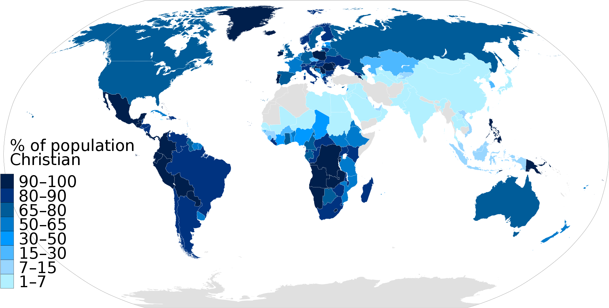 Global Christian Population Percentage Map