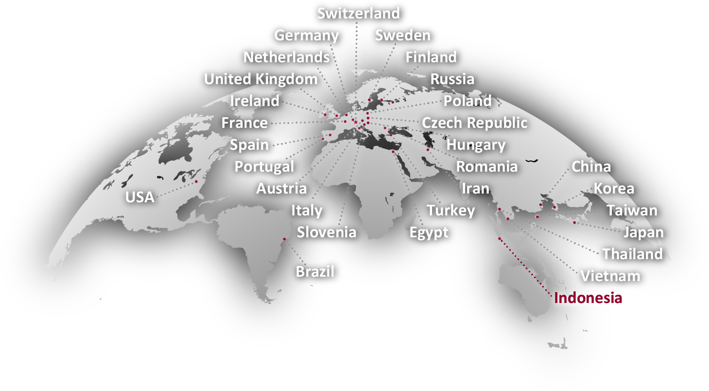 Global Flight Paths Map Indonesia Highlighted