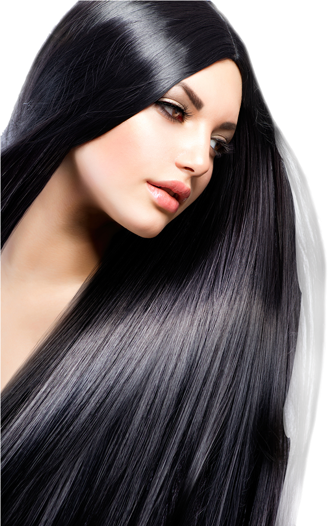 Glossy Black Hair Model