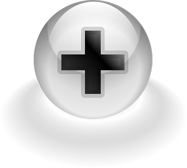 Glossy Black Plus Sign Icon