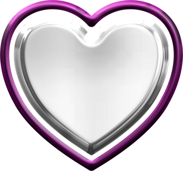 Glossy Heart Icon Purple Outline