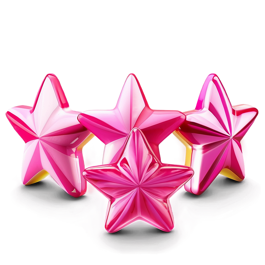 Glossy Pink Stars Png 4