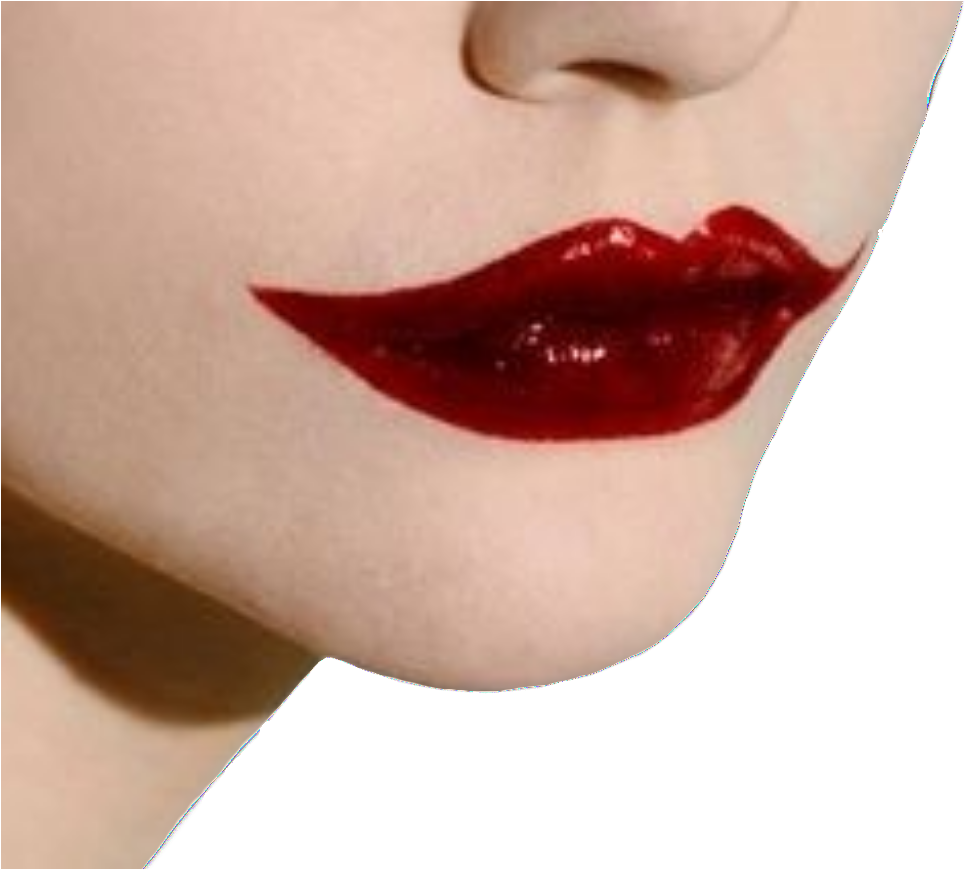 Glossy Red Lips Closeup