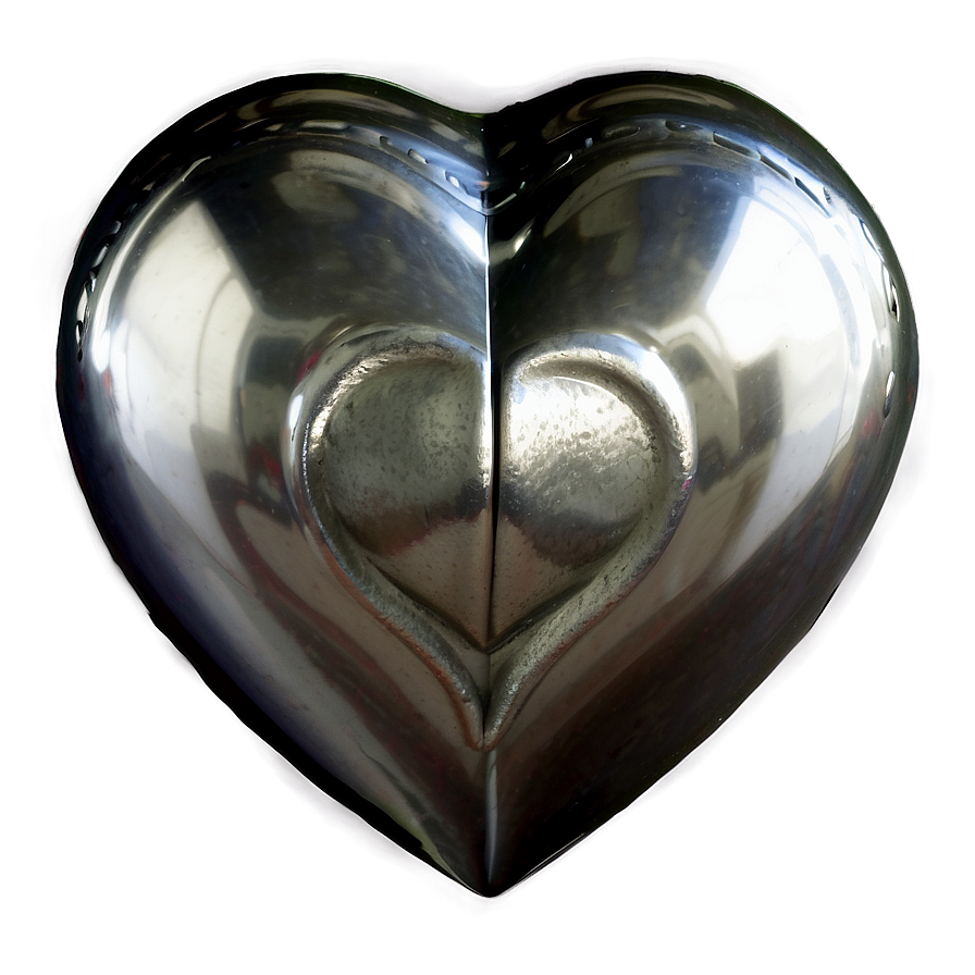 Glossy Silver Heart Png 06282024