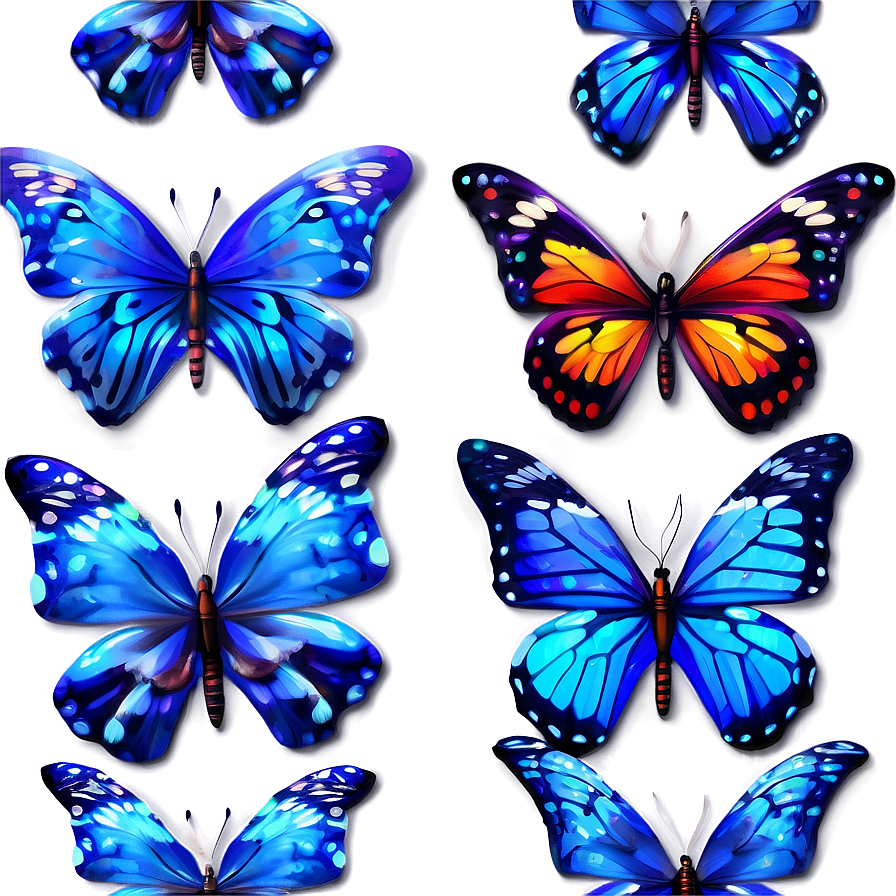 Glowing Blue Butterflies Png Ibf