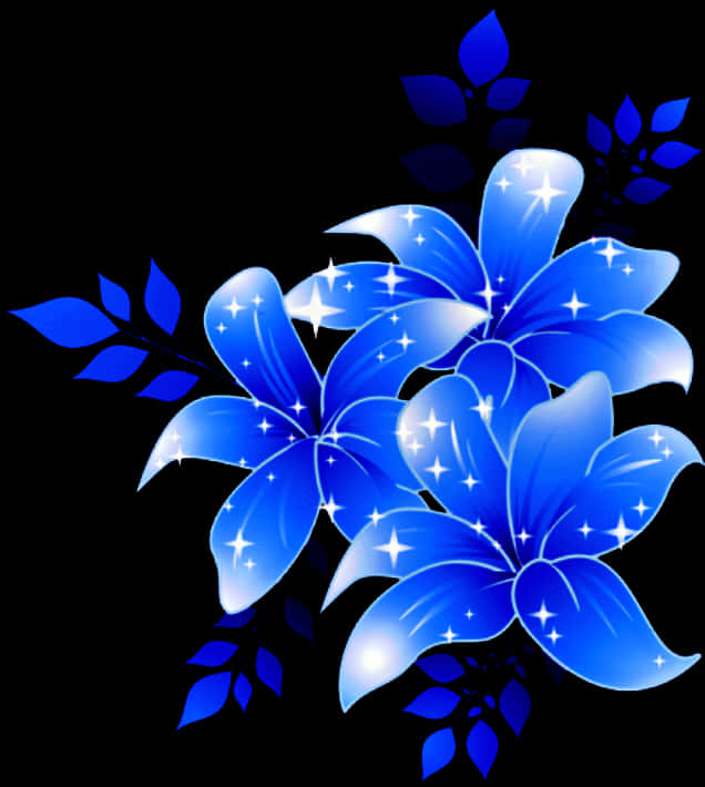 Glowing Blue Flowers Graphic