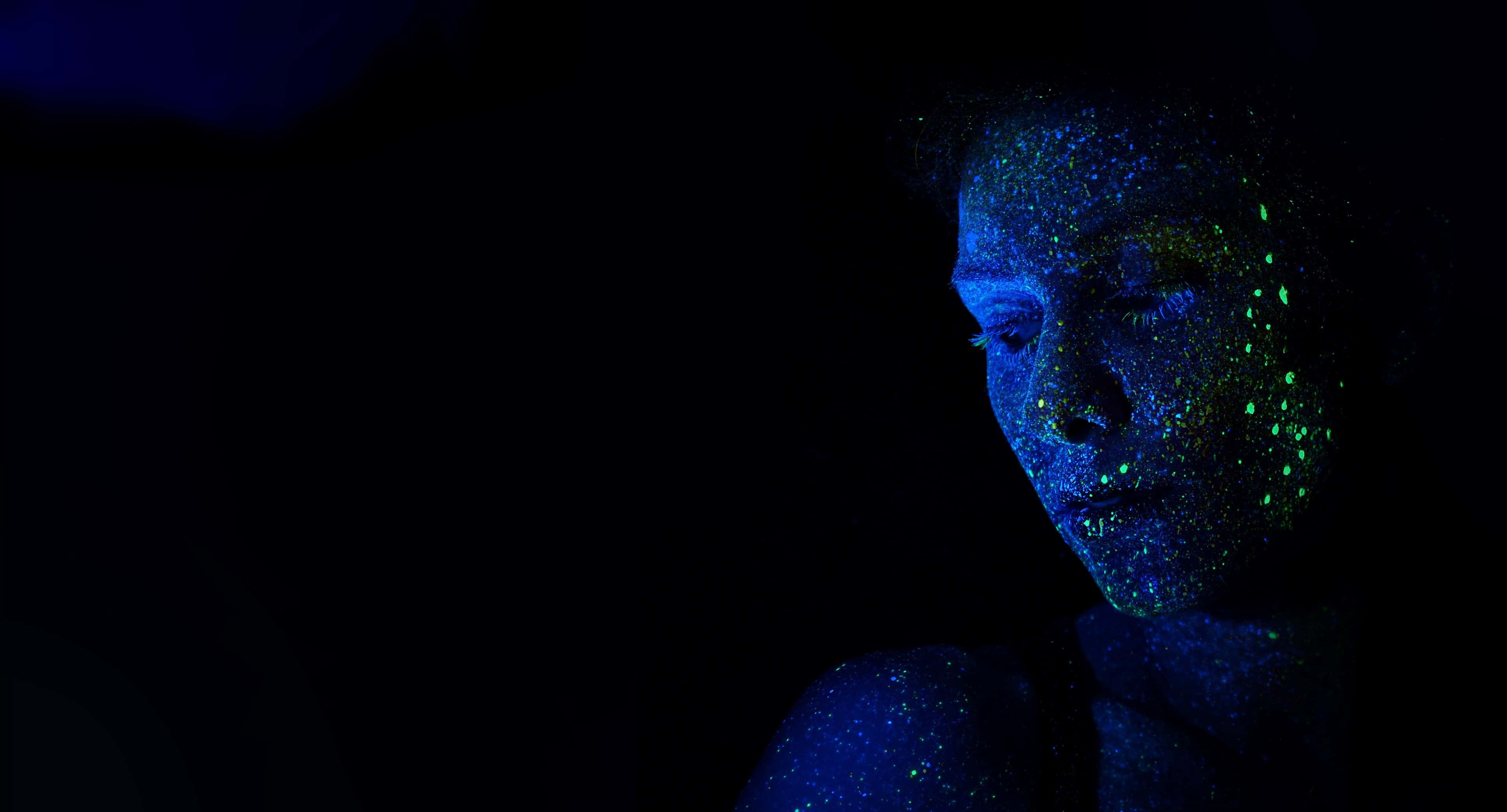 Glowing Blue Skin Portrait
