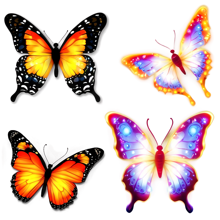 Glowing Butterflies Png Oqr