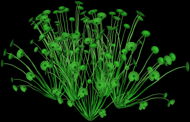 Glowing Green Mushrooms Cluster