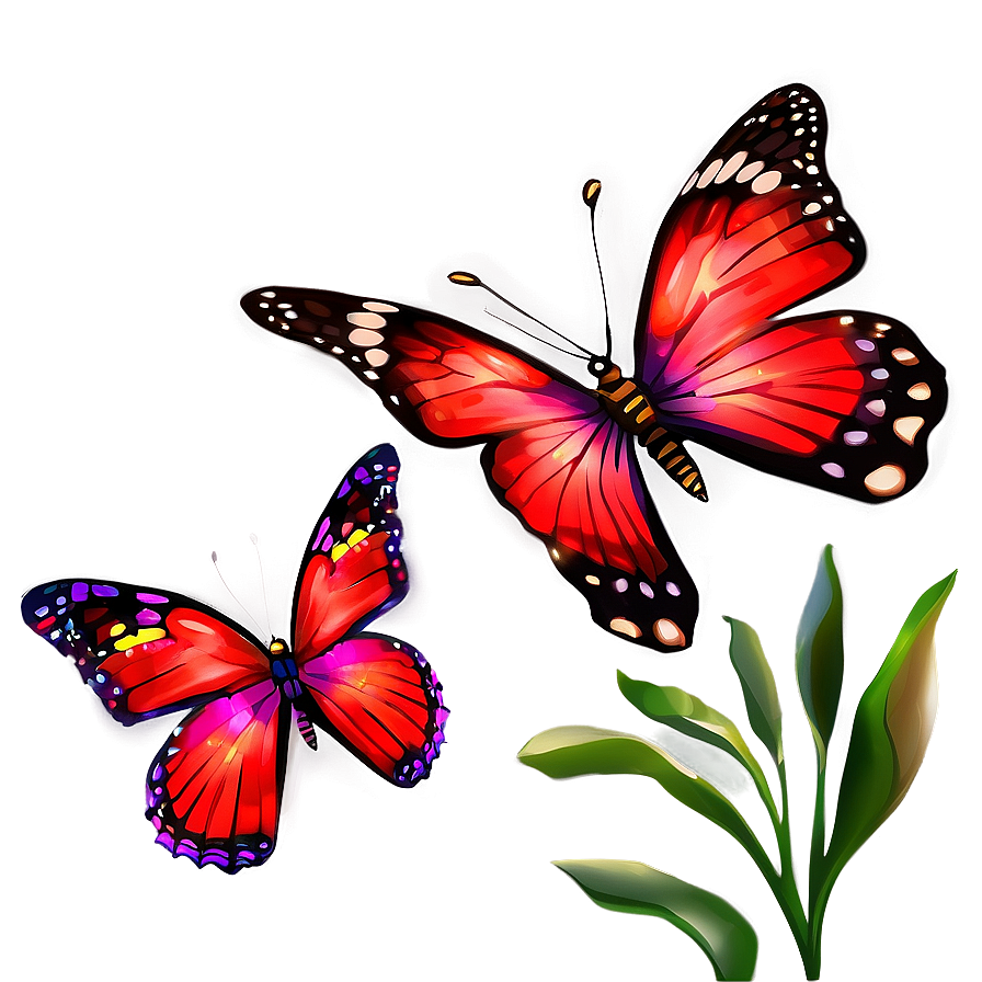 Glowing Red Butterfly Png 86